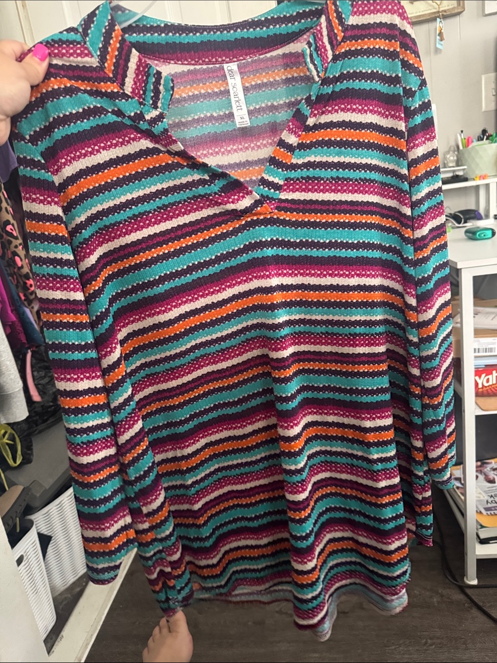 Sea Soul Multicolor Striped V-Neck Tunic